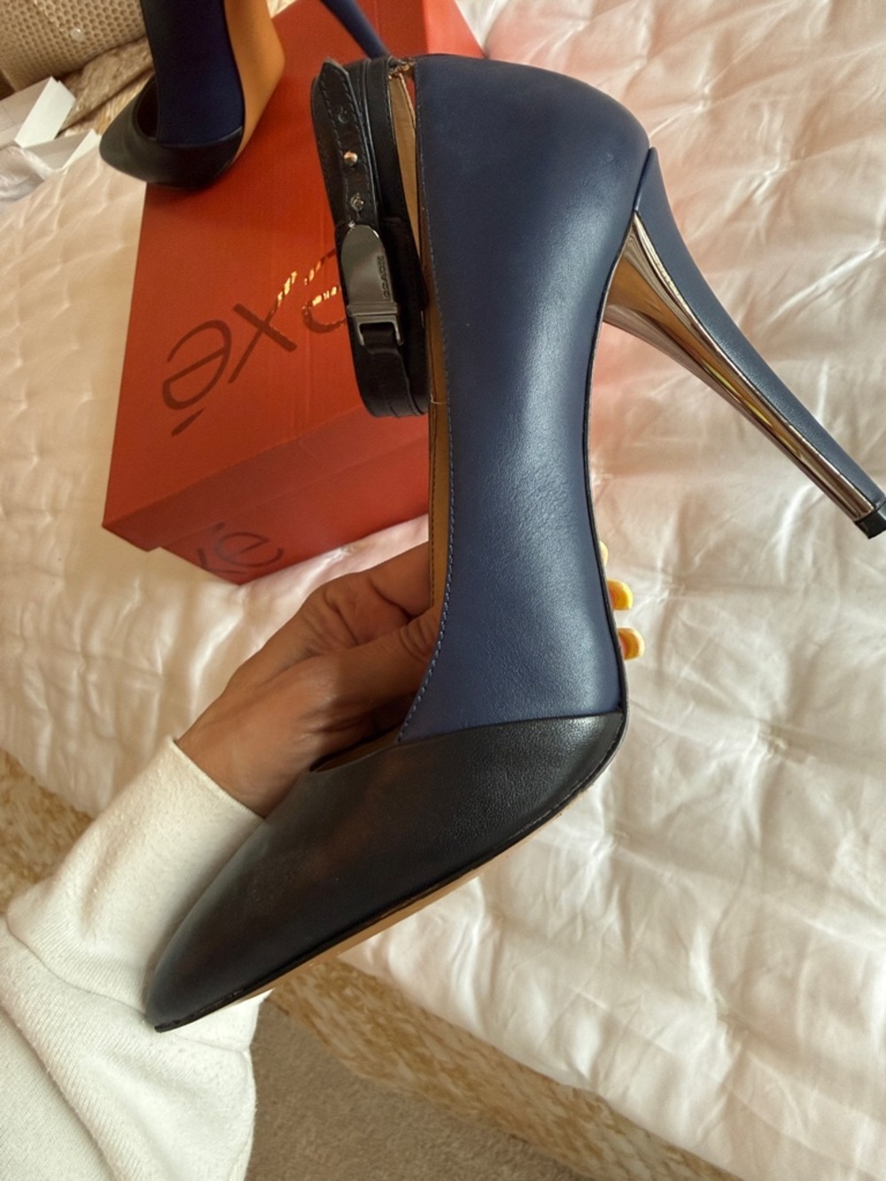 Coach Black Leather Pointed-Toe Ankle-Strap Heels - Picture 2 of 6